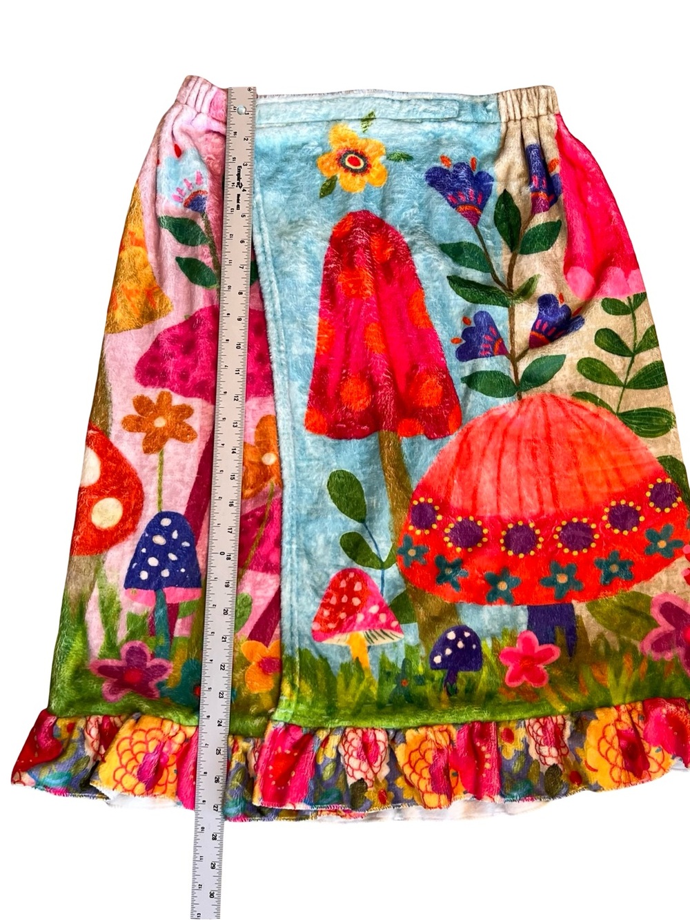 Natural Life Women’s Sz L/XL NWT Plush Towel Wrap Mushroom Print Ruffle - Picture 5 of 15